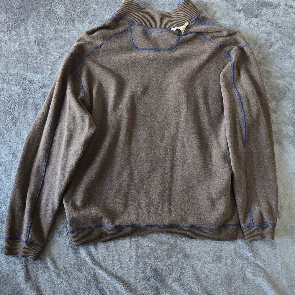 Tommy Bahama Reversible Quarter Zip Pullover Mens 2XL Blue Gray Coastal Comfort - Picture 8 of 16